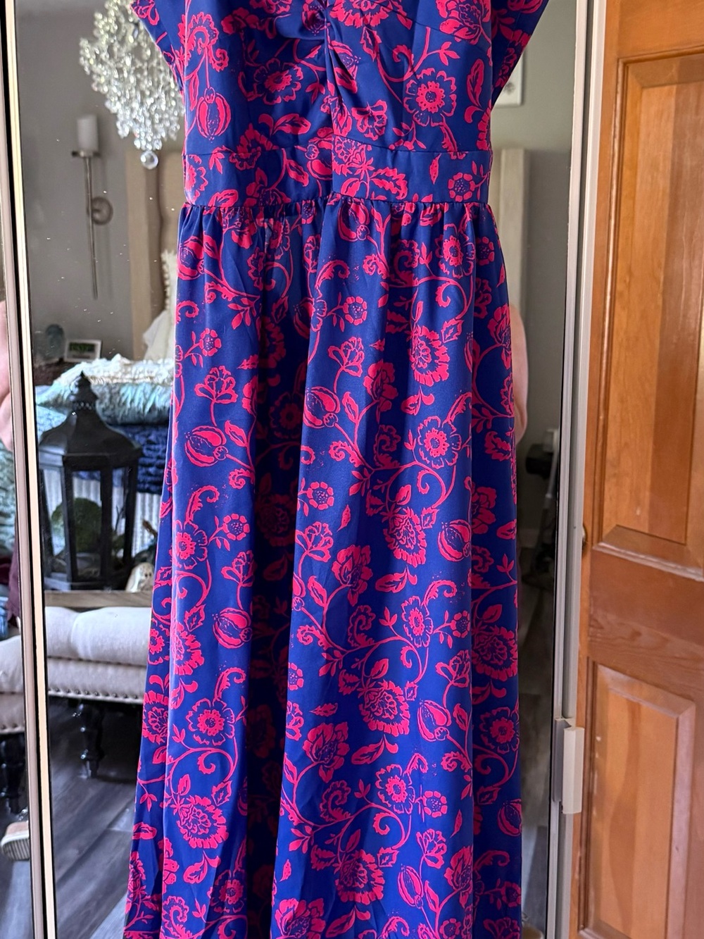 Cupshe Navy and Fuchsia Floral Maxi Dress
